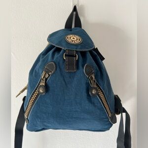Kipling Vintage 90s Fundamental Cinch Mini Backpack In Navy Blue Crinkle Nylon